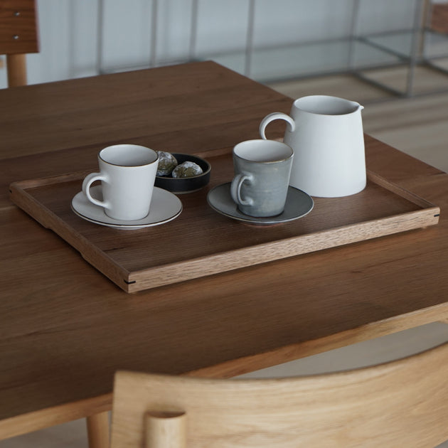 SHOKKI 陶器製 3連 インテリアトレイ ke-shiki Stacking Tray 木製トレイ ナラ無垢材 4サイズ スタッキング