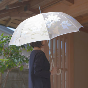 長傘 　ベージュ　使用イメージ<br>日傘としても活躍のUVカット（90％以上）加工