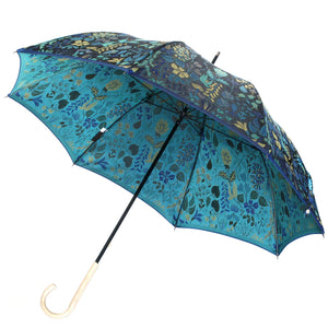 長傘（ブルー）：親骨の長さ 60㎝　直径 98㎝　全長 88㎝<br>織生地の魅力感じる裏地の美しさ