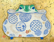 「のどか」<br>
F3（273×220mm額装）<br>
制作年：2024年<br>
雲肌麻紙に岩絵具、箔