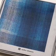 藍濃淡格子<br>綿100%<br>約50×50cm