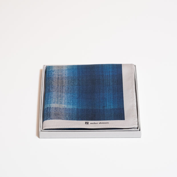 藍濃淡格子<br>綿100%<br>約50×50cm