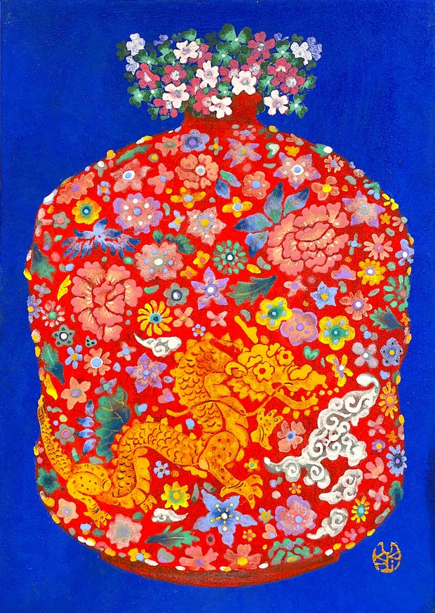 「かたばみ」<br>
SM（227×15mm額装）<br>
制作年：2024年<br>
雲肌麻紙に岩絵具