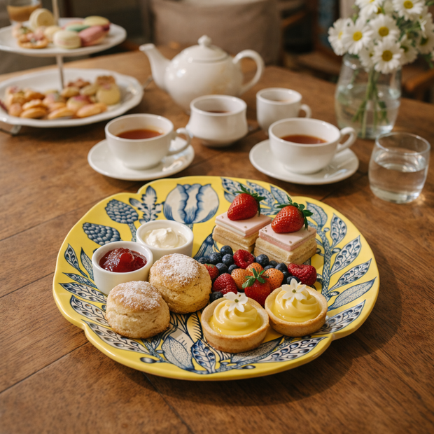 野田 夏実 大皿（Yellow） 空間に華を添える、草花が躍るアート