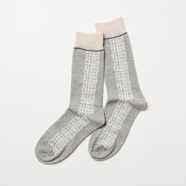 SET３<br>pattern socks / LETTER（light grey）