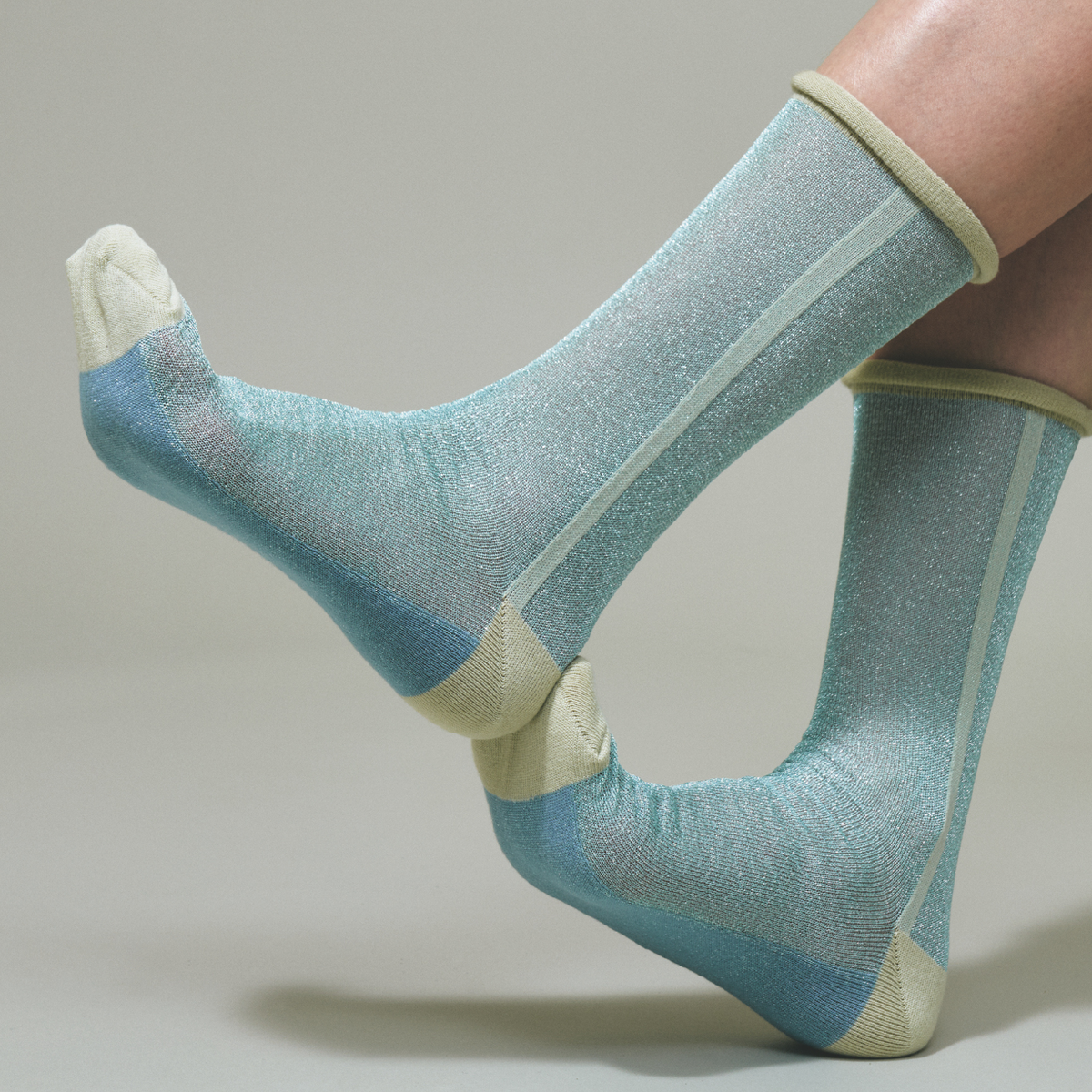 +socks Glitter See-through ソックス 翡翠色 ラメ シースルー