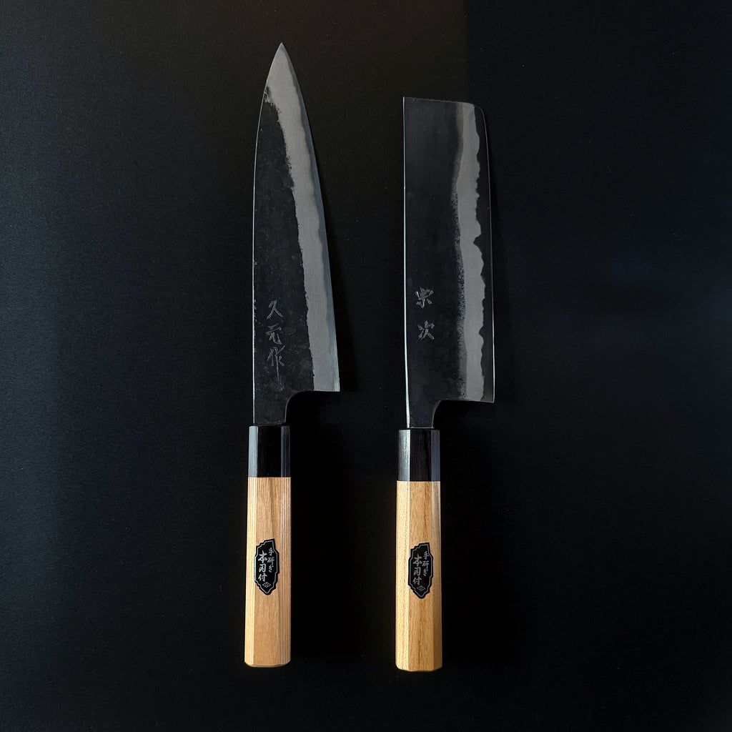 研ぎ澄まされた素の切れ味「Morihei 黒打（鋼）」和牛刀・菜切｜By Emotion