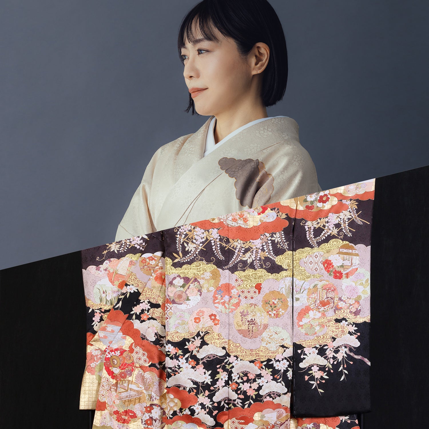 訪問着（京友禅 挿花更紗文様） | すかや呉服店