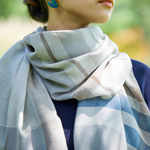 穀雨<br>約59×200cm<br>絹65%・オーガニックコットン35%