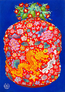 「縷紅草」<br>
SM（227×158mm額装）<br>
制作年：2024年<br>
雲肌麻紙に岩絵具