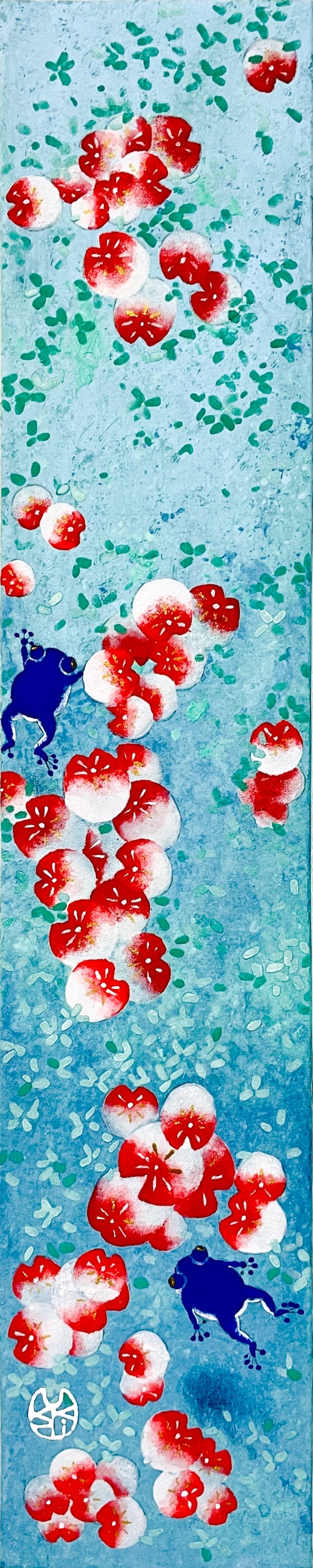 藤原 宇希子<br>
「みち」<br>
360×72mm 額なし<br>
制作年：2024年<br>
雲肌麻紙に岩絵具