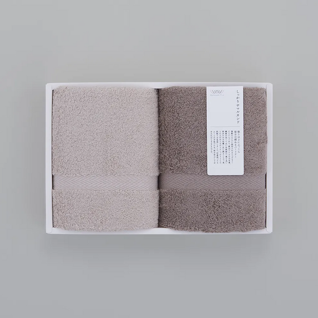 しっかりサマルカンド<br>フェイスタオル２枚（ベージュ、グレージュ）