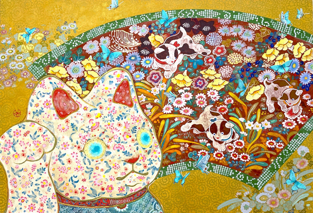 「recollection」<br>
M12（606×410mm額装）<br>
制作年：2025年<br>
雲肌麻紙に岩絵具