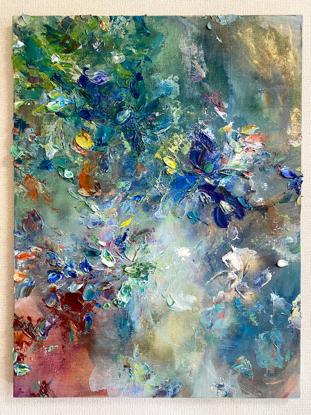 MARINO.<br>
「ゆれる、そして何処かへ」<br>
幅606×高さ803×奥行24mm<br>
制作年：2025年<br>
Acrylic, mixed media on canvas<br>
額装はありません。