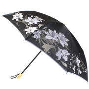 折りたたみ傘　ブラック<br>季節の花々咲き誇る、可憐でダイナミックな絵柄